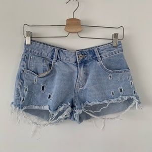 ZARA Jean shorts with hole detailing